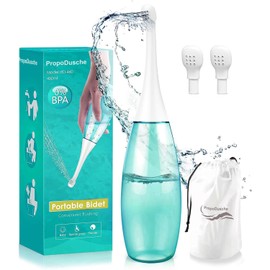 Portable Bidet Postpartum Peri Bottle - Large 450ml (15oz) Leak-Proof Upside-Down Travel Bidet with 2 Nozzles, Squeeze Douche Bottle for Women Hygiene, Perineal Recovery, Labor & Delivery Essentials