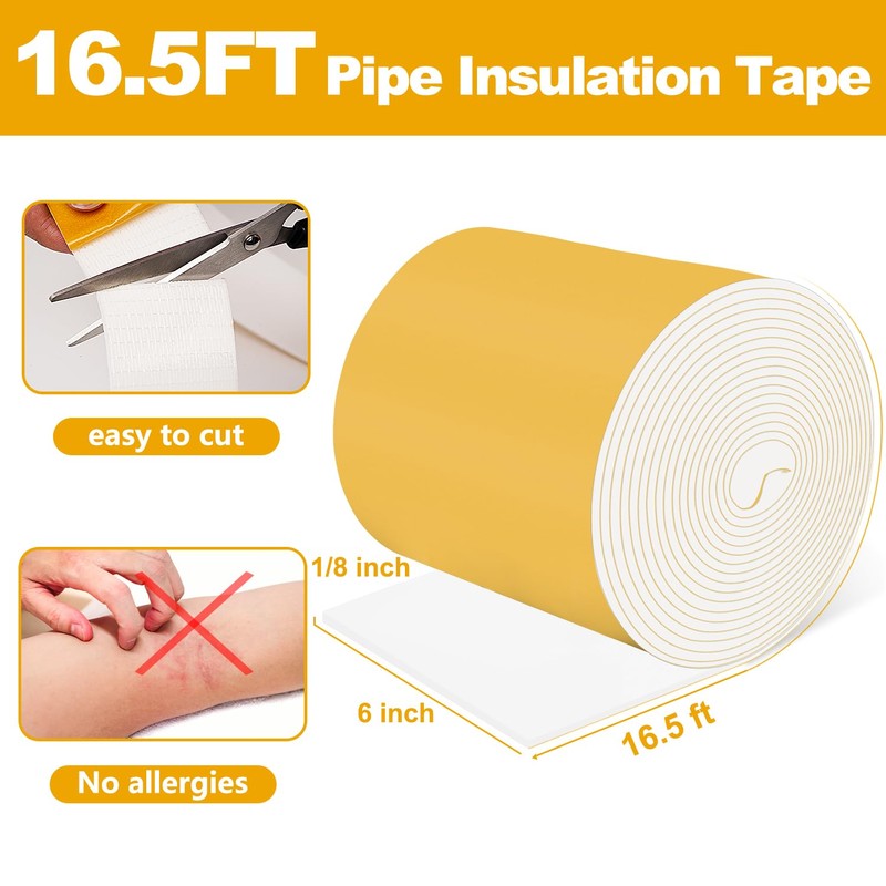 DEMEDO Pipe Insulation Tape, Pipe Wrap Insulation Foam Tape Self