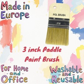 3 Inch Flat Paddle Paint Brush - High European Quality - Natural Bristles No Handle - for Home, Wood, Walls, Art, Trim & Furniture - for Acrylic, Oil, Stain, Chalk & Latex Paints