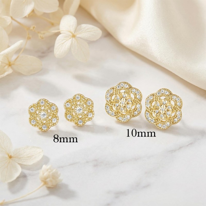 Fureylenx 14K Gold Earrings for Women Gold Studs Earrings for