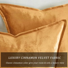 GIGIZAZA Yellow Velvet Decorative Throw Pillow Covers 22x22 Square Couch Sofa Pillow Covers Pack of 2