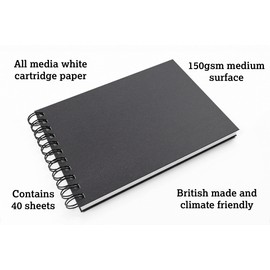 Artgecko Mixed Media Sketch Book A5 Portrait - 80 Pages (40 Sheets) 150gsm White Cartridge Paper