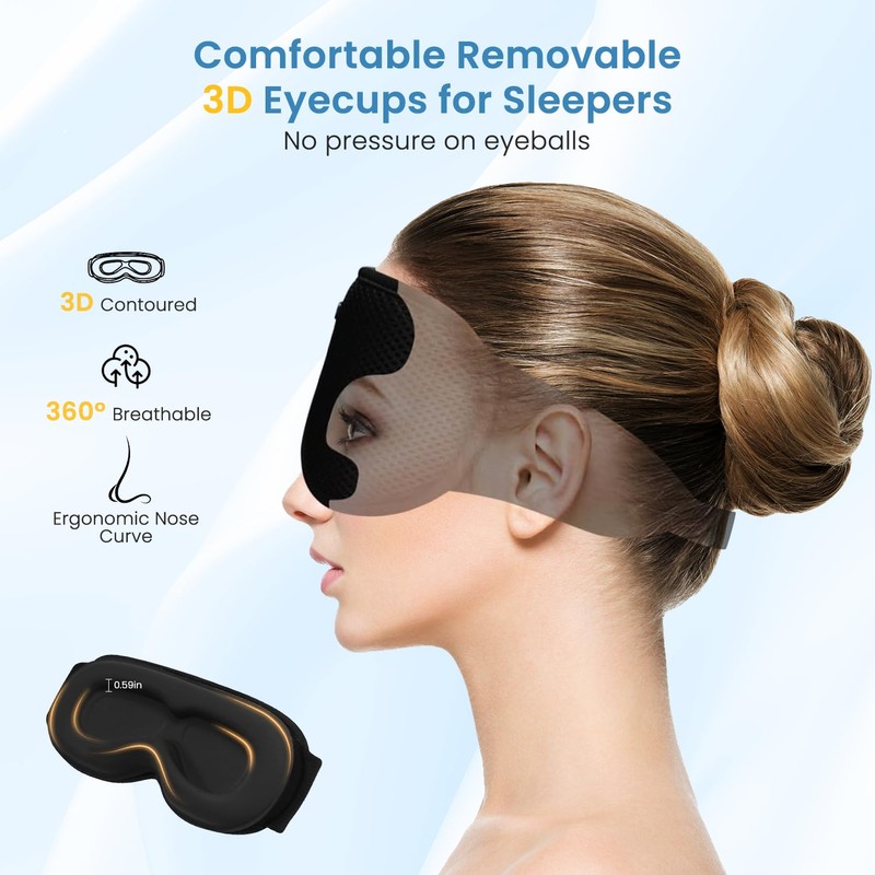 Xkimos 3D Contoured Sleep Headphones, Sleeping Eye Mask with 5.4