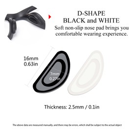 Adhesive Contoured Silicone Eyeglass Nose Pads - Anti Slip Nose Pad Cushion for Glasses, Eyeglasses, Sunglasses, 8 Pairs (Black and White) Eyeware Accessories £¨Thick£©