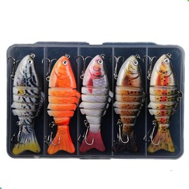 5 PCS Multi Jointed Swimbaits Fishing Lures for Bass Trout Perch Slow Sinking Lifelike Fishing Lure Kit Swimming Lures Freshwater Saltwater - Color: 5 colors 3.86"