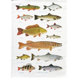 Half a Donkey Freshwater Fishes large cotton tea towel