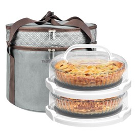 Tmrioplep 2 Pack Pie Containers with Lids and Handles, Loadable Cupcake or Pizza Storage Containers, Includes Insulated Bags and Insulated Non-Slip Pads, Perfect for Transportation (Grey)