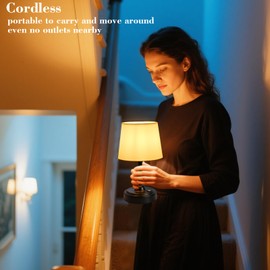 Cordless Table Lamp, 4000mAh Rechargeable Battery Operated Lamp, 3-Level Brightness Touch Small Lamps for Bedroom Living Room Bedside Bathroom Ambient Lighting Desk Lamp Cute Home Decoration(Black)