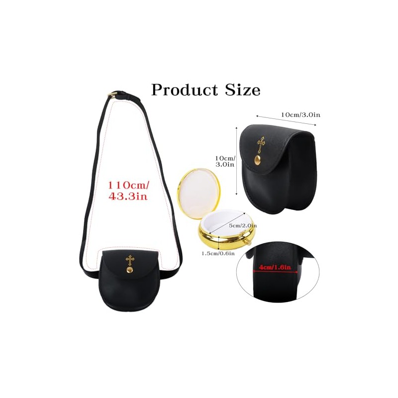 Klmnop Communion Burse for Pyx Gold Cross Pyx Container, Catholic