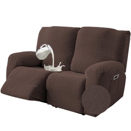 Gennia Waterproof Recliner Loveseat Cover,Stretch Reclining Sofa Covers with Pockets,Washable Lazy Boy Recliner Slipcovers,Leakproof Couch Protector for Kids, Pets, Dog and Cat (2 Seat, Chocolate)