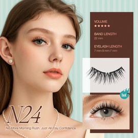 LASHVIEW Upgrade Magnetic Eyelashes with Applicator, Reusable Soft Magnetic Lashes Natural Look with 0.17mm Ultra-Thin Magnets No Glue Needed Easy to Wear and Remove-N24