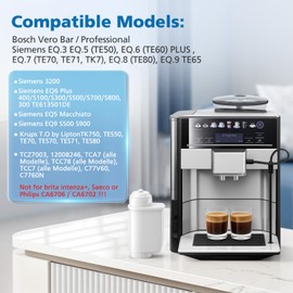 4 Pack Water Filter for Siemens EQ Series, EQ5 EQ6 EQ7 EQ9 S700 EQ500,Replacement Filter for Siemens 3200, Bosch TCZ7003, TCZ7033, 467873,for Brita® Intenza 575491