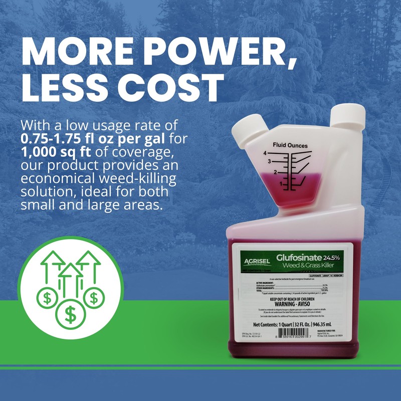 Agrisel Glufosinate Weed Killer, Post-Emergent, Conquers Stubborn Weeds from Leaf