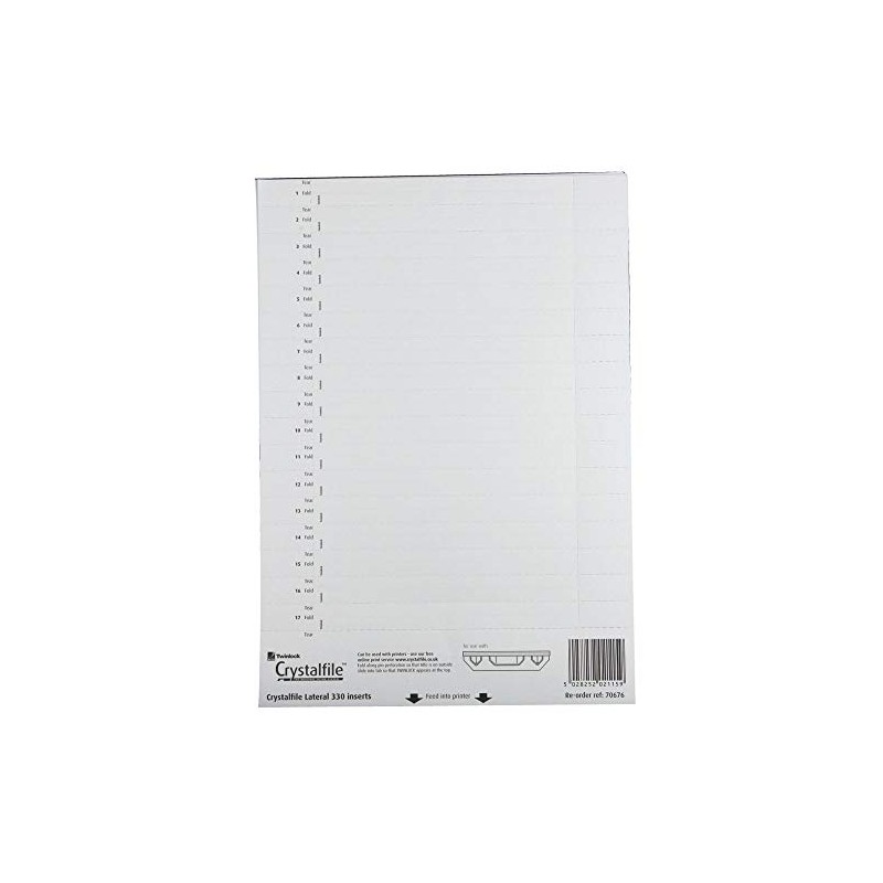 Rexel Printable Inserts for 330 Lateral Suspension File Tabs, White,