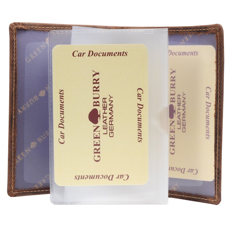 Greenburry Vintage Bone Head BH02 Leather ID Card Holder Brown,
