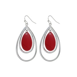 Rosslyons Waterdrop Beads Dangle Earrings for Women Boho Natural Shell Colorful Geometric Drop Statement Earrings for Western Women (Red)