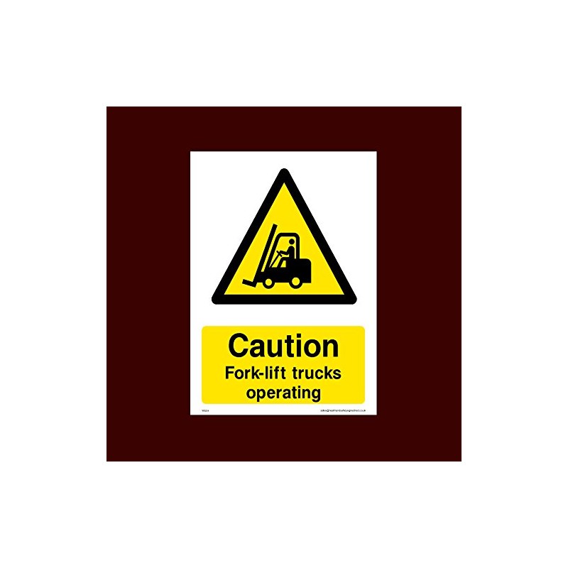 Caution Fork-lift trucks operating Plastic Sign (WG54) - Men Working,