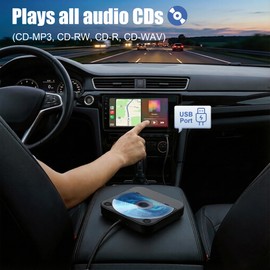 CD Player for Car, External Portable Car CD Players with USB/AUX Adapter