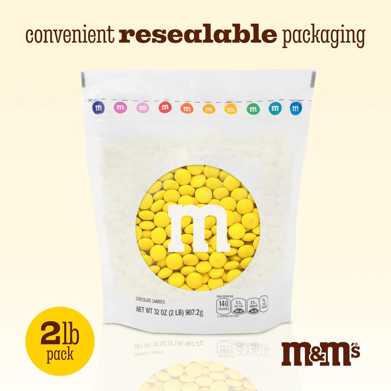 M&M’S WORLD Yellow Milk Chocolate Candy for Birthday Party Favors,