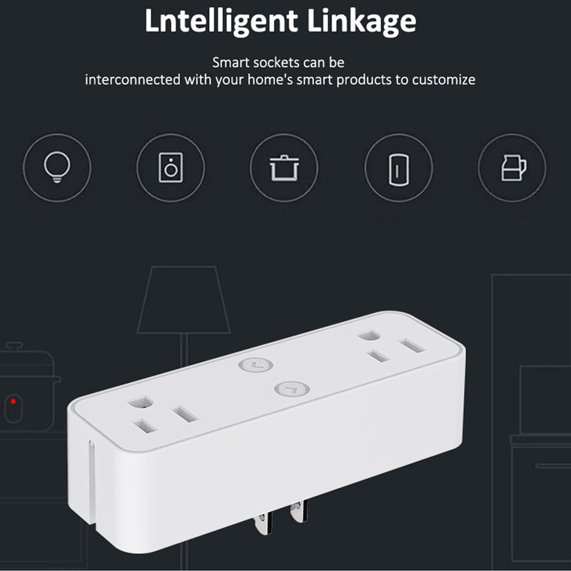 Power Strip WiFi BLE Remote Control Dual Sockets Receptacle 10A