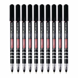 OMEGA Plus 925 Ballpoint Pens, BLACK, Fine Point (0.7 mm), Pack of 10, Smooth Ball Pens, Multipack, Perfect for School Office Home Everyday Use