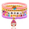 JEWEKY Easter Stackable Bracelets Set Gold Beaded Clay Bunny Stretch