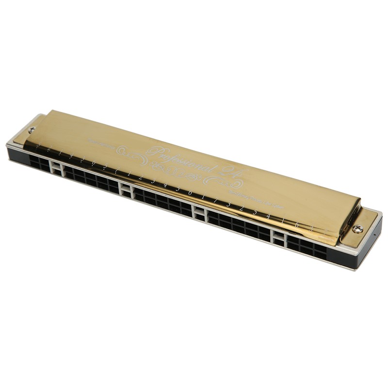 Harmonica Professional Mouthorgan Diatonic Harp 1.2mm Brass Base Plate 24‑Hole