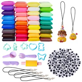 36 Farben Knete Set – Beutel Knete, Modelliermasse-Set, Knete Starter Set Selbstklebende Wackelaugen Leicht zu formende Modelliermasse mit Zubehör – Kreatives DIY Bastelset