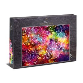 Ulmer Puzzleschmiede - Colourful Mandala Puzzle - Classic 1000 Piece Puzzle - Colourful Mandala Puzzle with Fine Geometric Line Pattern - Effective Puzzle for Adults