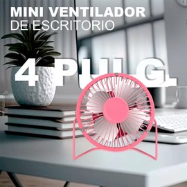 Ventilador De Escritorio Usb Portátil 4 Aspas Mini Metalico color rosa