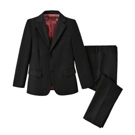 DHTS Boys Suits Formal 2 Piece Slim Suit Size 16 Black Dresses for Teens Boy Tuxedo Outfit Wedding Graduation Dress Teenagers Blazer Pants Set with Bow Tie