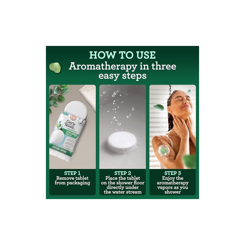 GuruNanda Eucalyptus Vapor Shower Tablets, Clean-Dissolving Aromatherapy Shower Steamers with