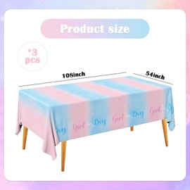 SKTMH 3Pcs Gender Reveal Tablecloths, Pink and Blue Table Cover, Disposable Plastic Table Cloth for Boy or Girl Gender Reveal Party Supplies Baby Shower Birthday Party Decorations