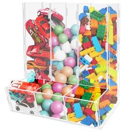 Montex Acrylic Wall Toy Dispenser, Acrylic Wall Storage, (Triple Compartment) Hanging Organizer and Storage Bin for Playroom, Blocks, Cars, Balls, Snacks