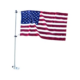 MARINE CITY 304 Grade Stainless Steel Rail Mounted Flag Pole 32 Inches and Flag Pole Base Kit for Marines – Boats – Yachts – Kayaks (Flag Not Included)