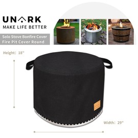 Fire Pit Cover For Solo Stove Cover Yukon 27 Inch ,Solo Stove Bonfire Cover Yukon Solo Stove Cover,Solo Yukon Cover,Heavy Waterproof Protective Solo Stove Accessories,Solo Stove Yukon Cover (Black)