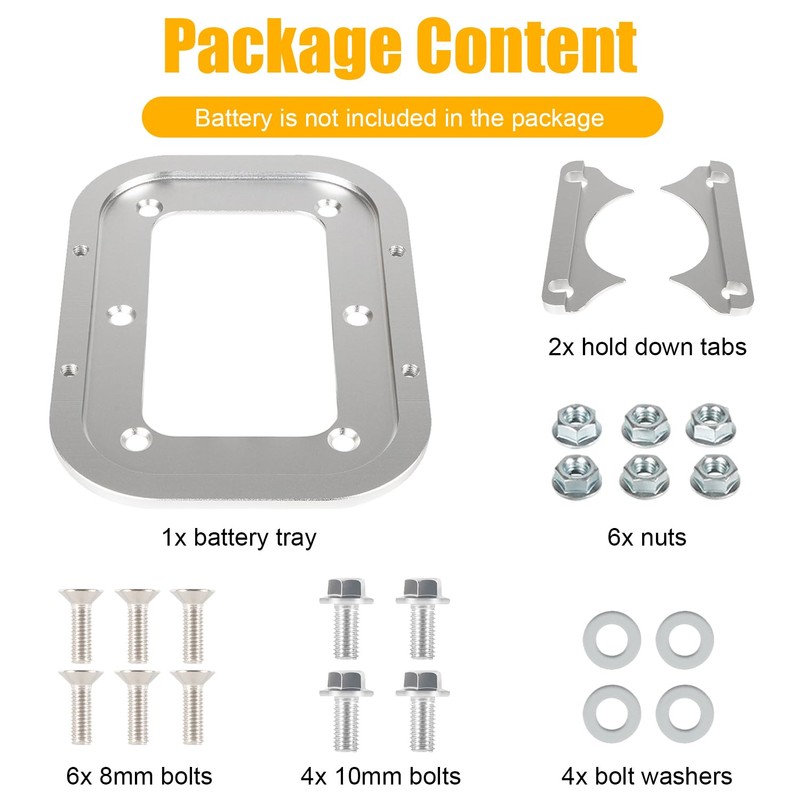 Billet Aluminum Battery Tray Battery Pallet Trunk Battery Hold Down