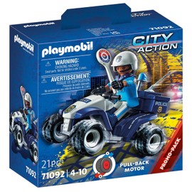 PLAYMOBIL City Action 71092 Police Quad with Pullback Motor, Toy for Children Ages 4+