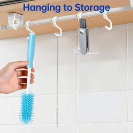 3 Pack Water Bottle Cleaner Brush Set - for Owala Cleaning Kit, Long Handle Silicone Bottle Brush Soft Touch No Scratch, Straw Cleaner Brush, 3 in 1 Multipurpose Cup Cleaner Kit for Owala Accessories