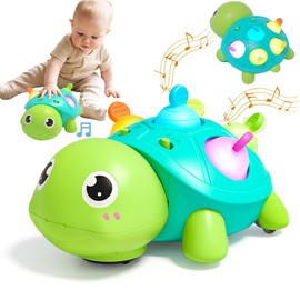 KeyAngel Crawling Turtle, Baby Toy, 0 Years Old, 1 Year Old, Educational Toy, Music Light, Equipped with Obstacle Avoidance Sensor, Moving Toy, 15 Music Songs and 4 Types of White Noise, Early