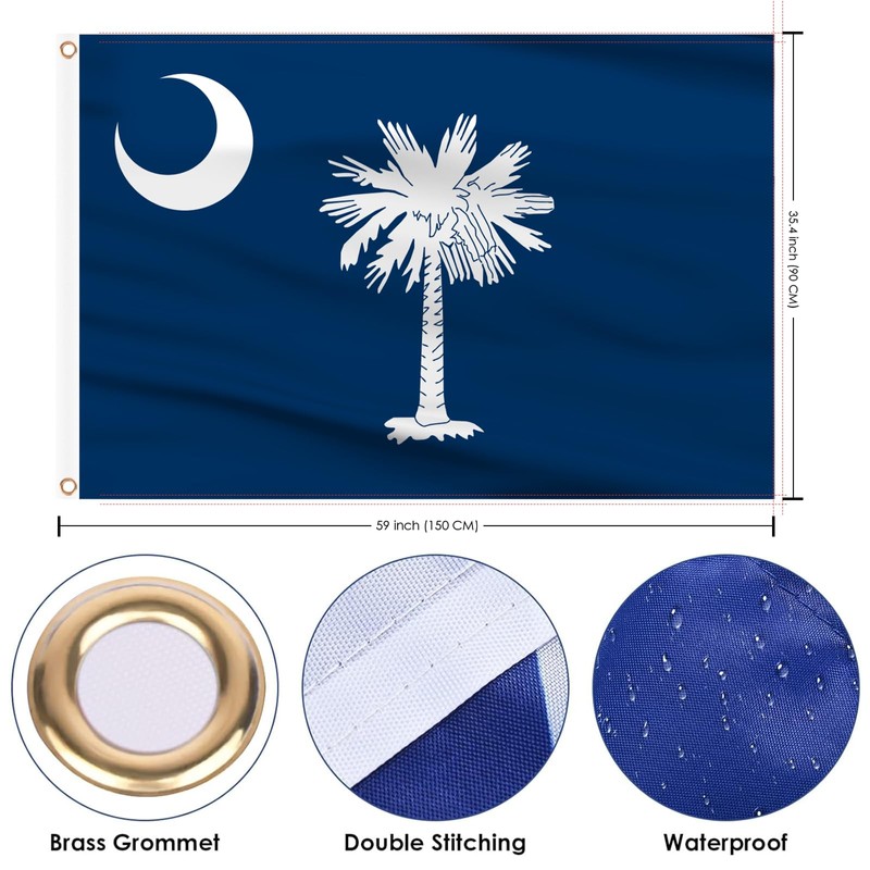 AhfuLife South Carolina Flag 3x5 Ft, South Carolina State Flags