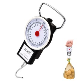 Luggage Scale, Digital Luggage Scales with Hooks, Digital Luggage Scale, Spring Scale, Luggage Scales for Suitcase, Manual Luggage Scale, Maximum Load Capacity 22 kg, White