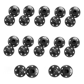 12 Pcs Large Press Studs Snap Fastener, Metal Copper Snap Buttons, 21mm Invisible Fasteners for Clothing, for Coat Jeans, Jackets, Shir,Bags Press DIY Sewing Clothing (Black)