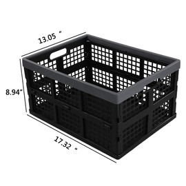 Fiazony 3-Pack 32 L Collapsible Crates, Plastic Folding Storage Crates