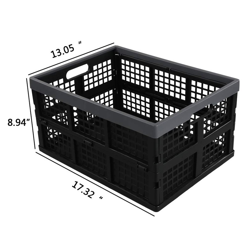 Fiazony 3-Pack 32 L Collapsible Crates, Plastic Folding Storage Crates