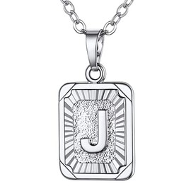 OutstandLong Silver Initial Tag Letter J Women's Pendant Necklaces for Men Women Jewelry