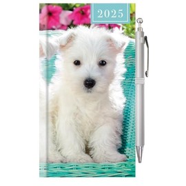 2025 Slim Week To View Diary Slim Diary & Pen, WTV: Kitten & Pupp Diary