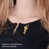 Gold Miniature Trumpet Shaped Lapel Brooch Pin Brass Exquisite Mini