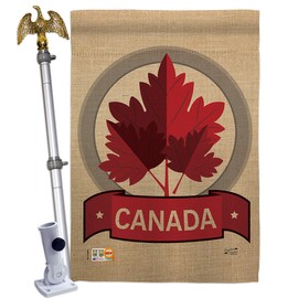 Angeleno Heritage HS137119-BO-02 Happy Day World Canada Provinces Decorative Vertical House Flag Set, 28"x 40" w/Flagpole, Multi-Color
