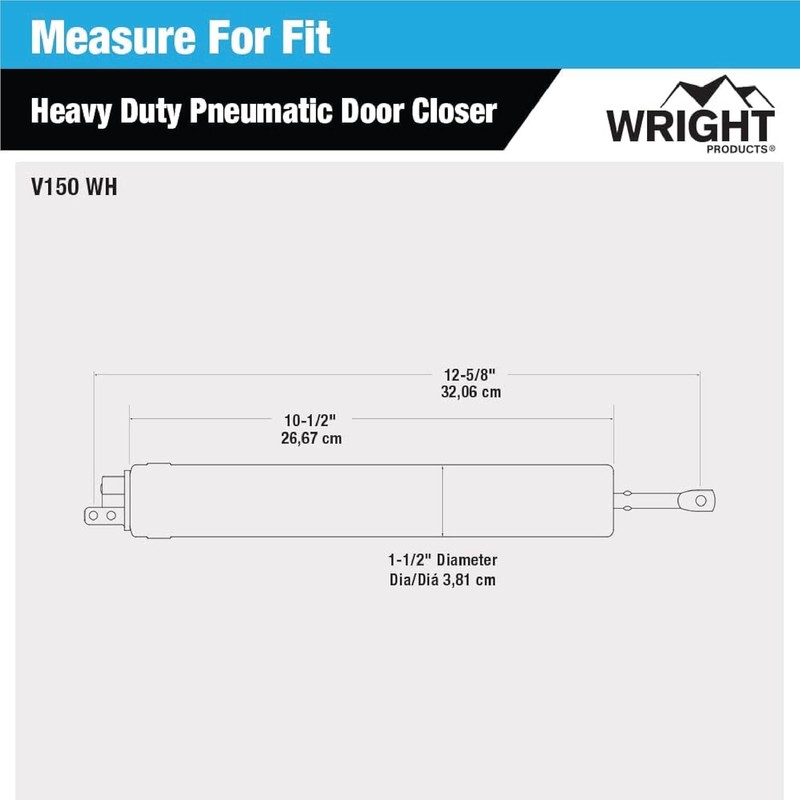 Wright Products Heavy-Duty Pneumatic Storm Door Closer – Durable, Adjustable,